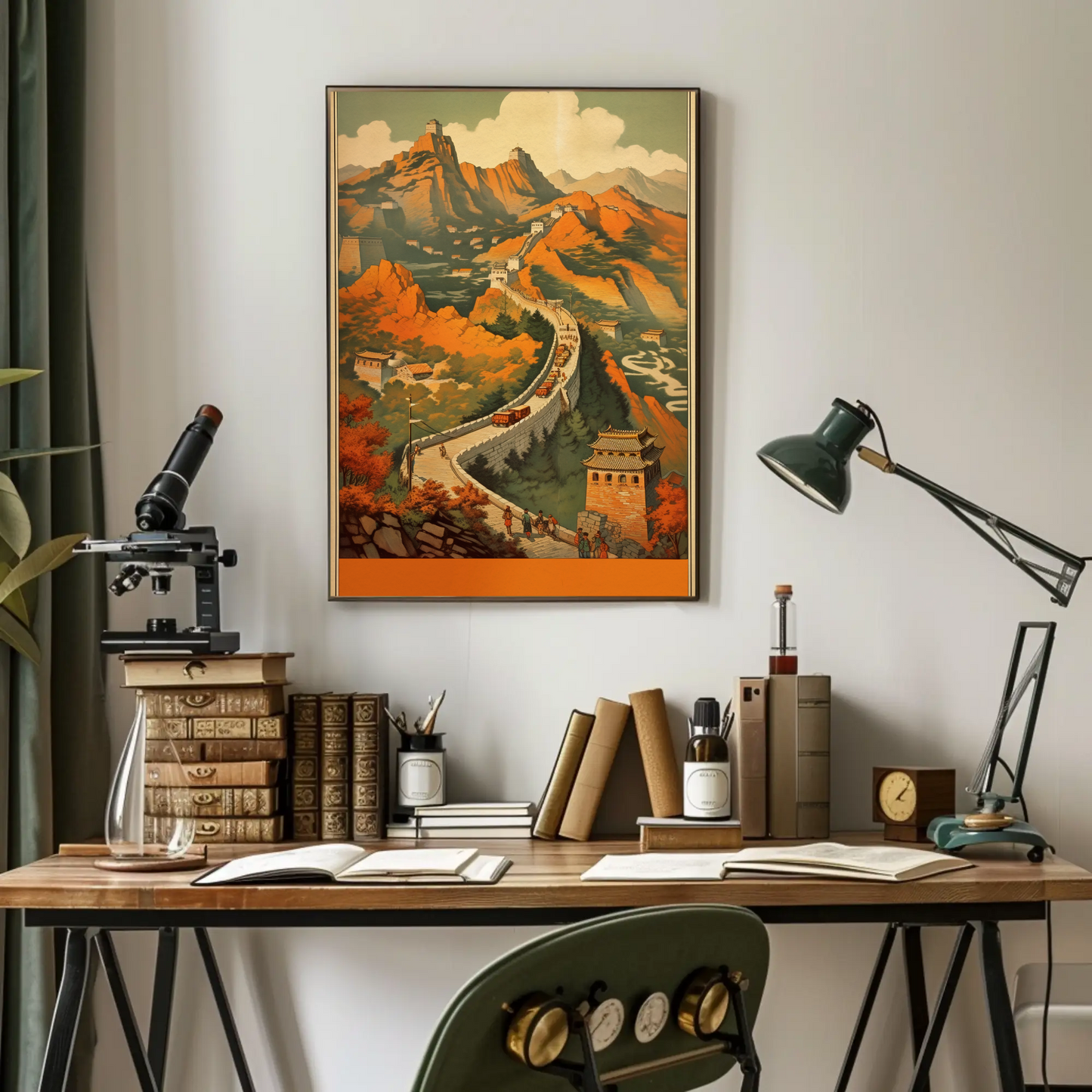 Great Wall Of China Historic Autumn Travel Poster