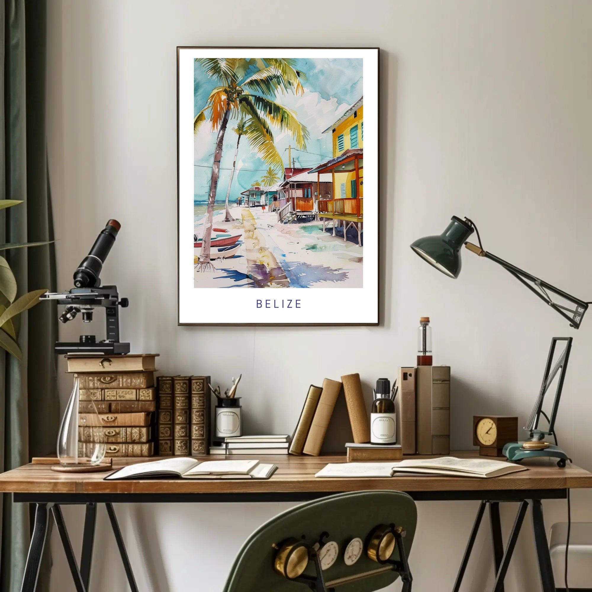Belize Coastal Serenity Watercolor Travel Poster PosterGoat