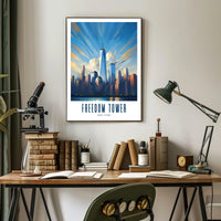 Freedom Tower NYC Skyline City Poster Modern Wall Art