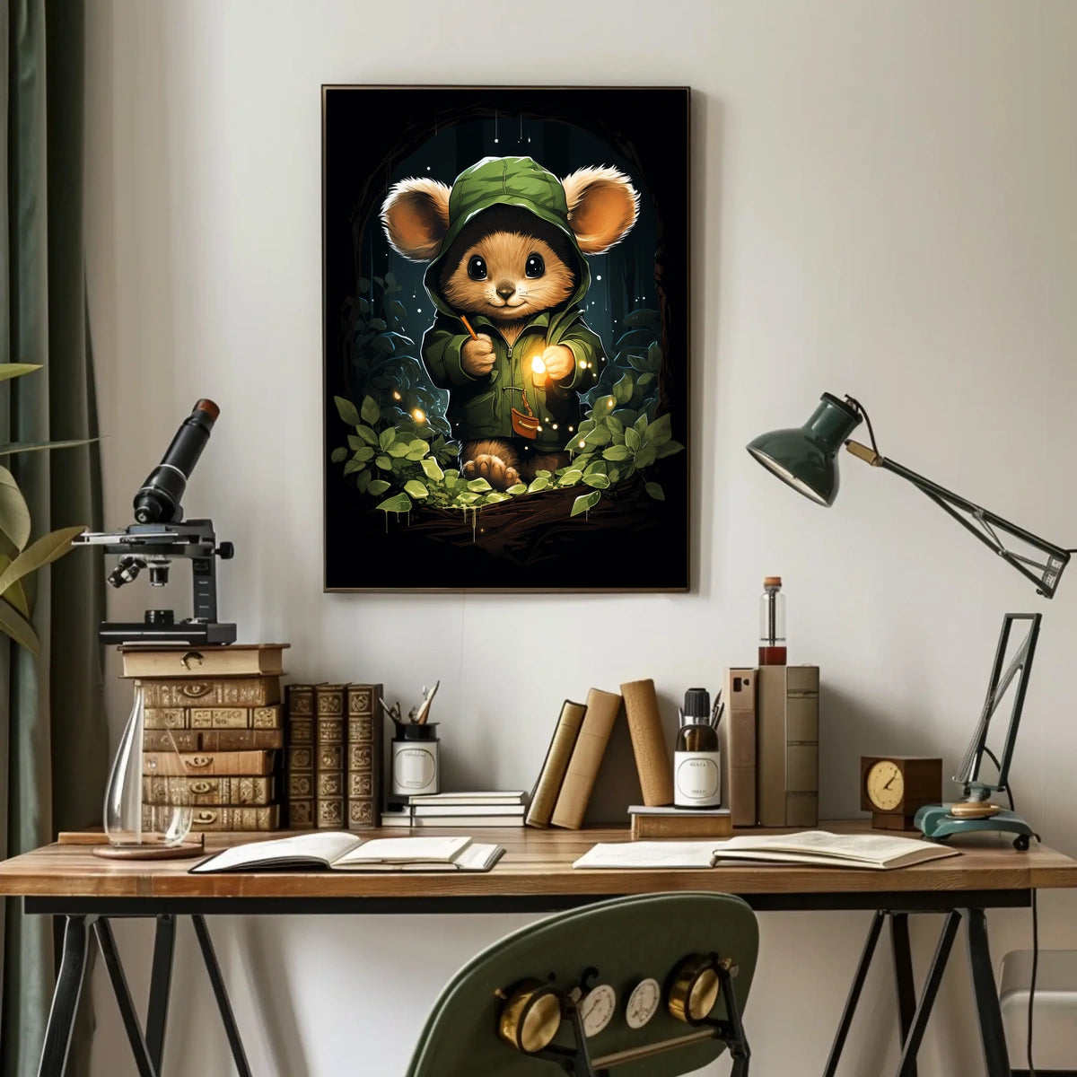 Forest Explorer Moonlit Woods Surrealism Painting Poster