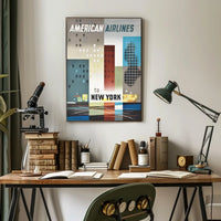 American Airlines New York City Poster Vintage Wall Art