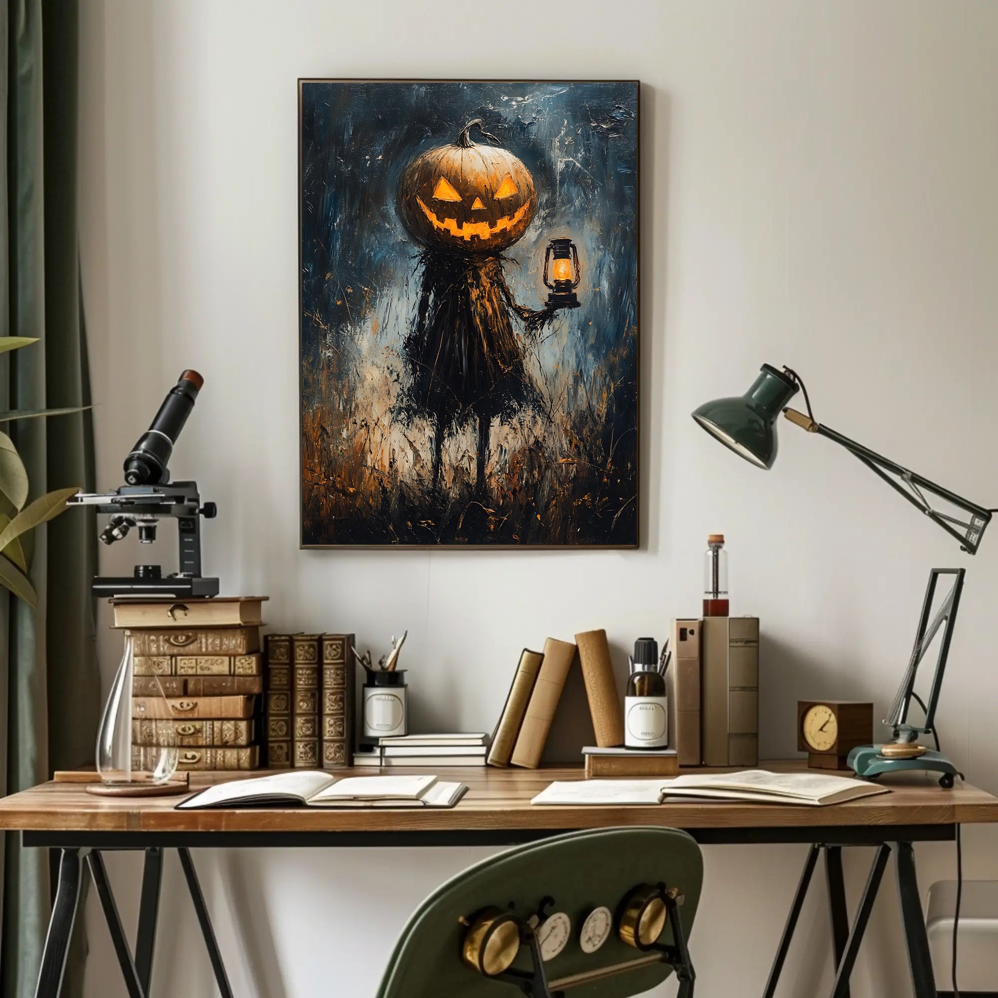 Spooky Scarecrow Halloween Night Artistic Poster