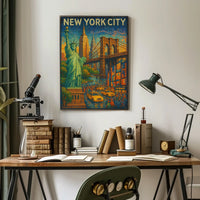New York City Mosaic Poster Vibrant Urban Art Lovers