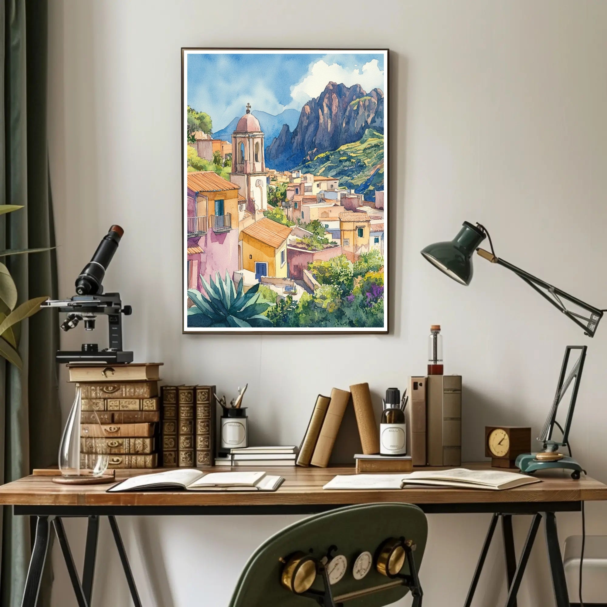Serene Mediterranean Village Poster PosterGoat