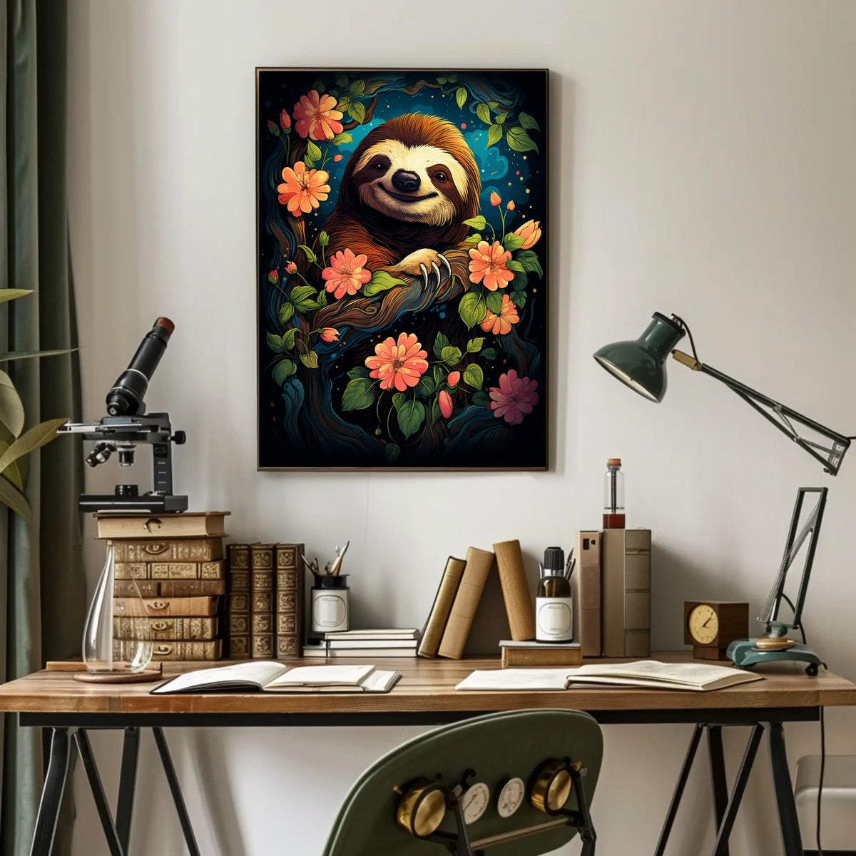 Enchanted Sloth In Bloom Poster