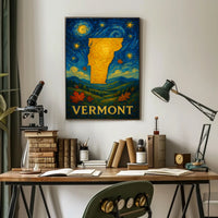 Vibrant Vermont Silhouette Art Print: Abstract or Artistic Poster