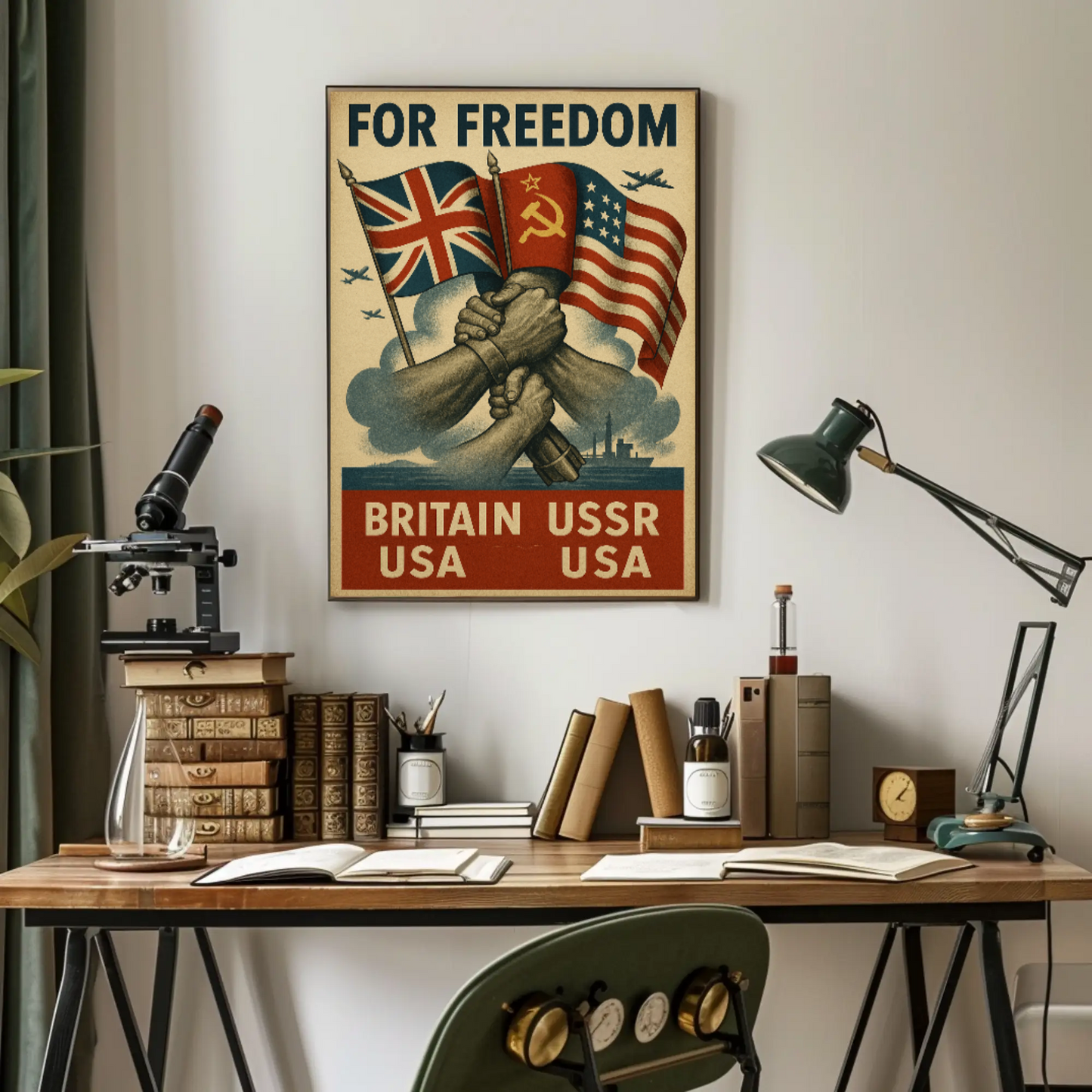 Allied Unity for Freedom WWII Propaganda Poster