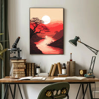 Tranquil Sunset Over Red Mountains Poster
