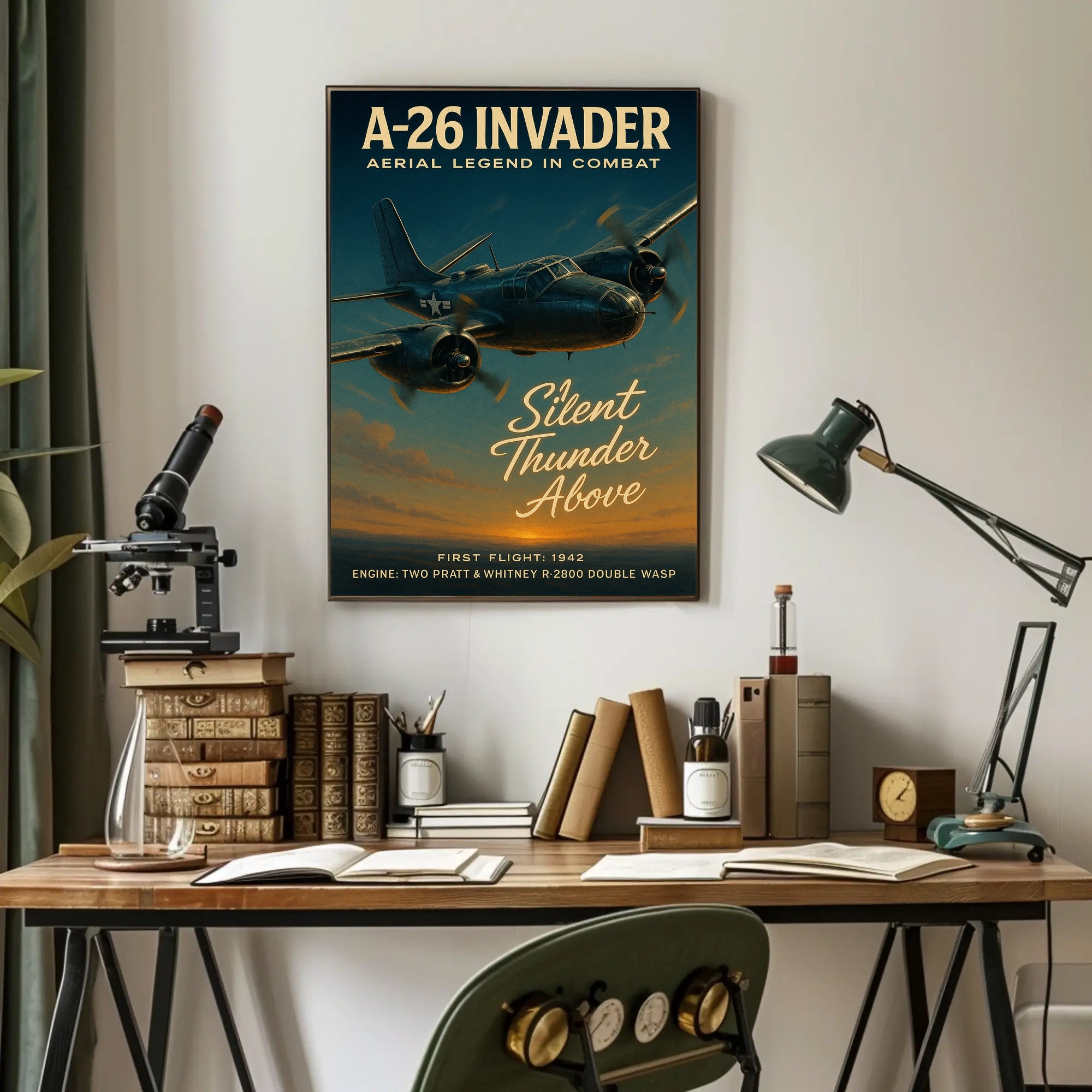 A-26 Invader Vintage WWII Aviation Art Poster