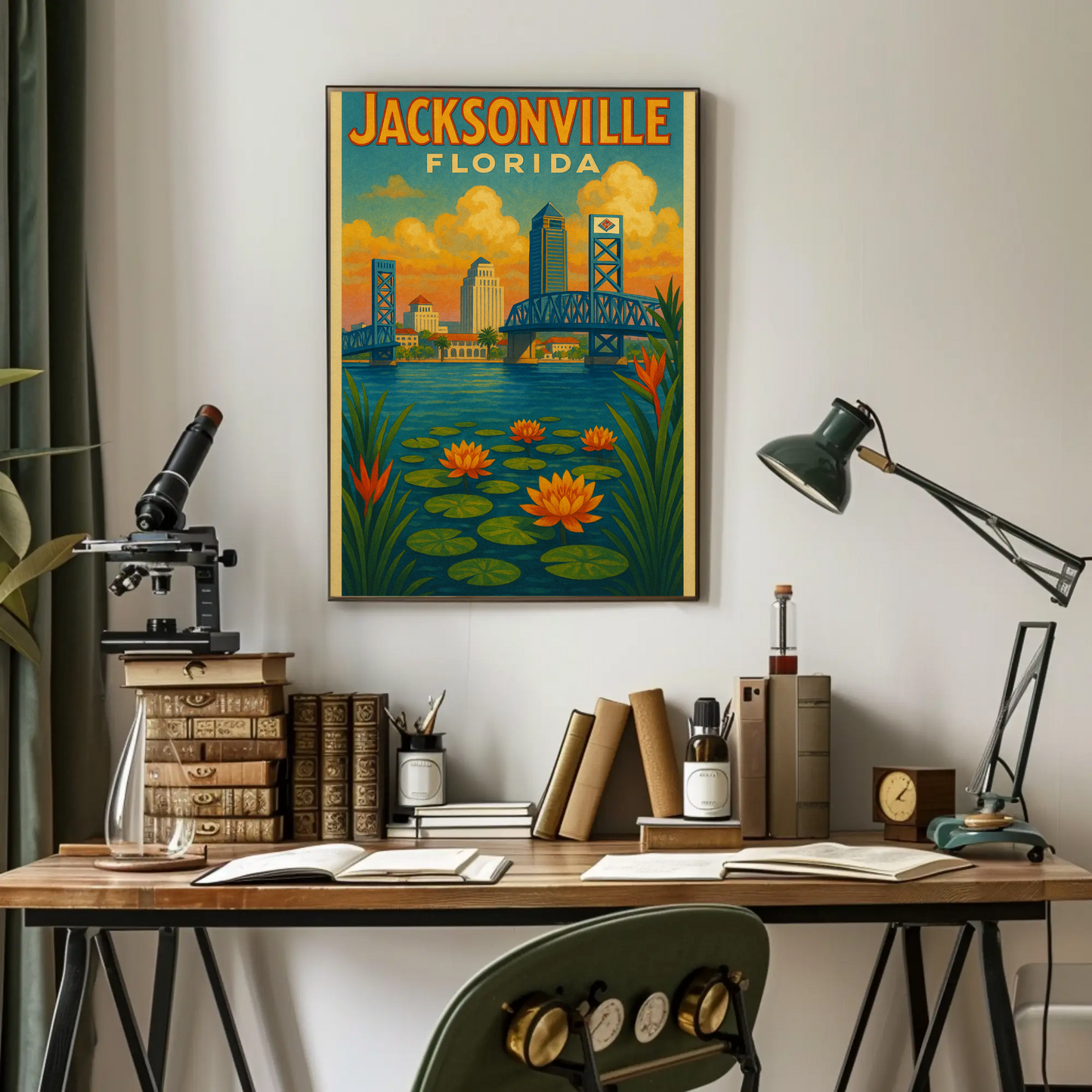 Jacksonville Florida Waterfront Travel Poster