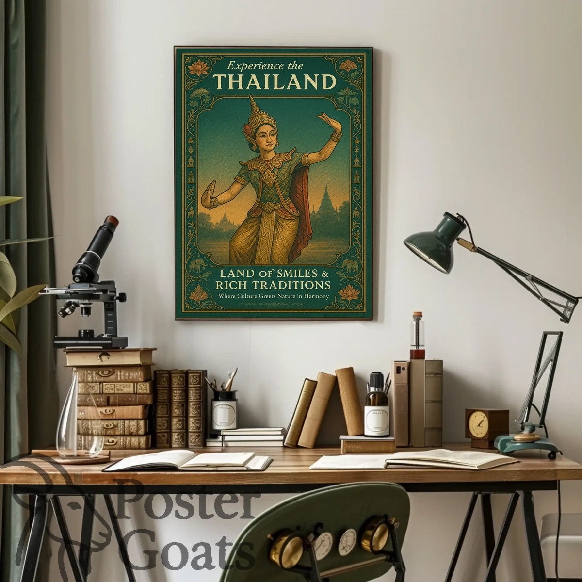 Thailand's Traditions in Vintage Style: Cultural Heritage Poster