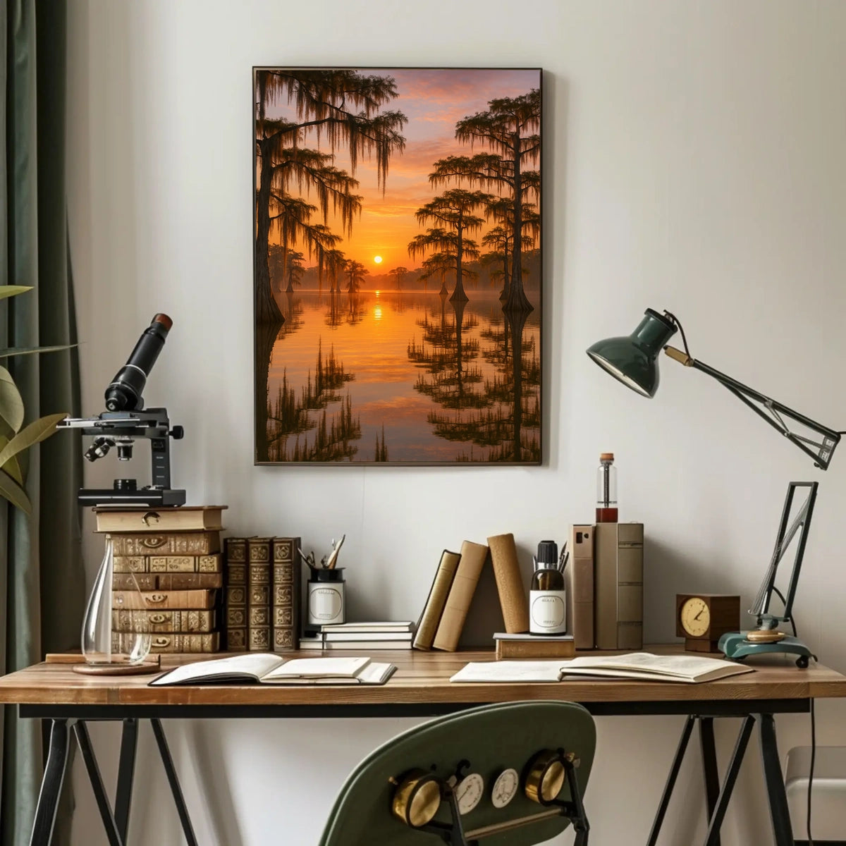 Tranquil Cypress Sunset Poster