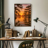 Tranquil Cypress Sunset Poster