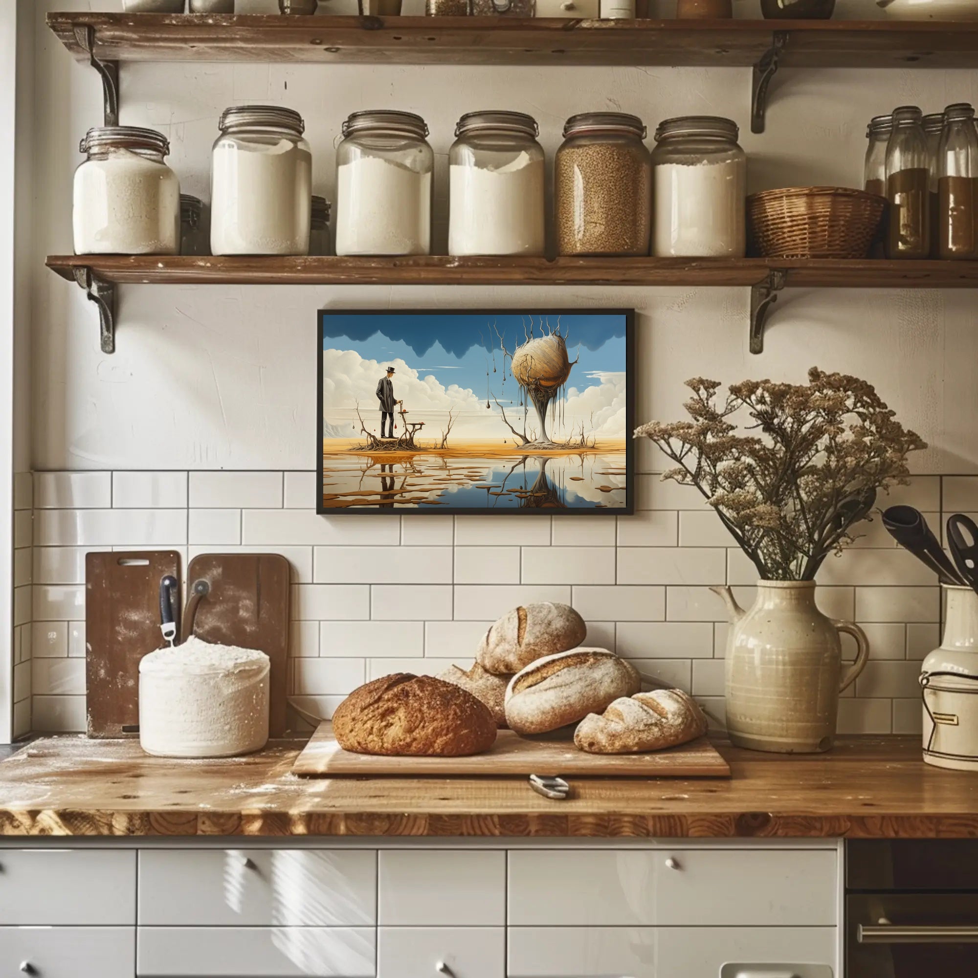 Surreal Dreamscape with Mysterious Island Artistic Poster