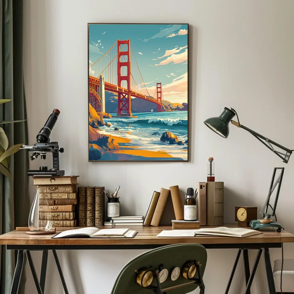 Golden Gate Bridge Vibrant Modern Art Poster