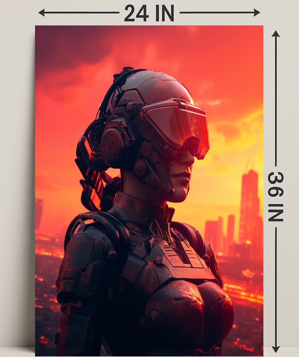 Cybernetic Sentinel At Sunset Poster PosterGoat