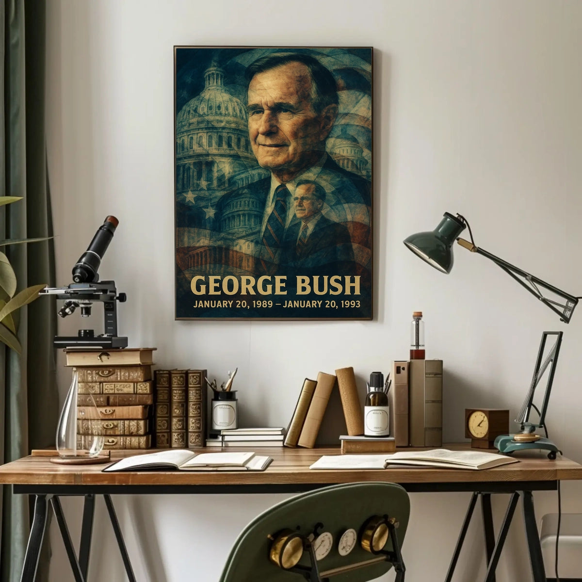 George H. W. Bush 41st President of the United States Double Exposure Poster