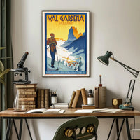 Val Gardena Skiing Adventure Vintage Travel Poster PosterGoat