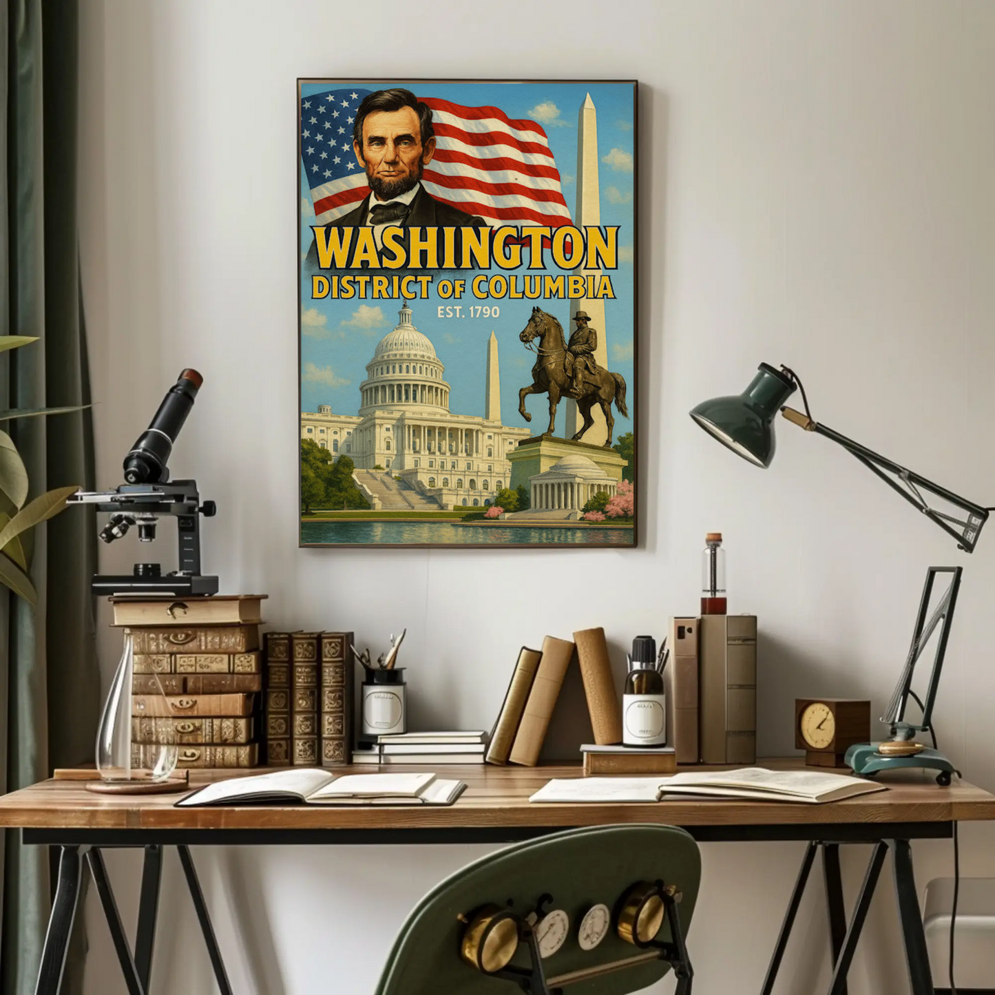 Washington DC Lincoln Capitol Monument Travel Poster