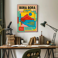 Bora Bora Getaway Modern Geometric Travel Poster PosterGoat
