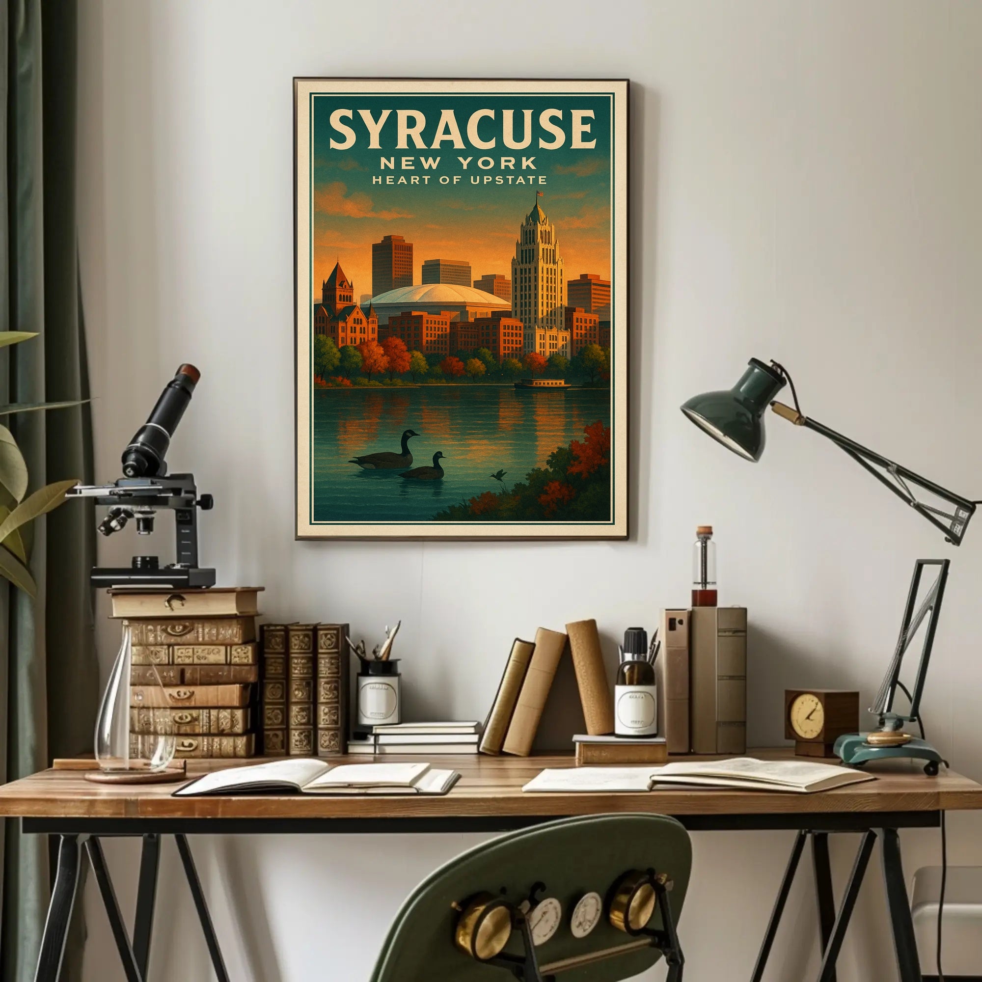 Scenic Syracuse Cityscape Poster Abstract Wall Art