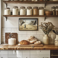 Desert Solitude: Surrealistic Sci-Fi Landscape Art Poster