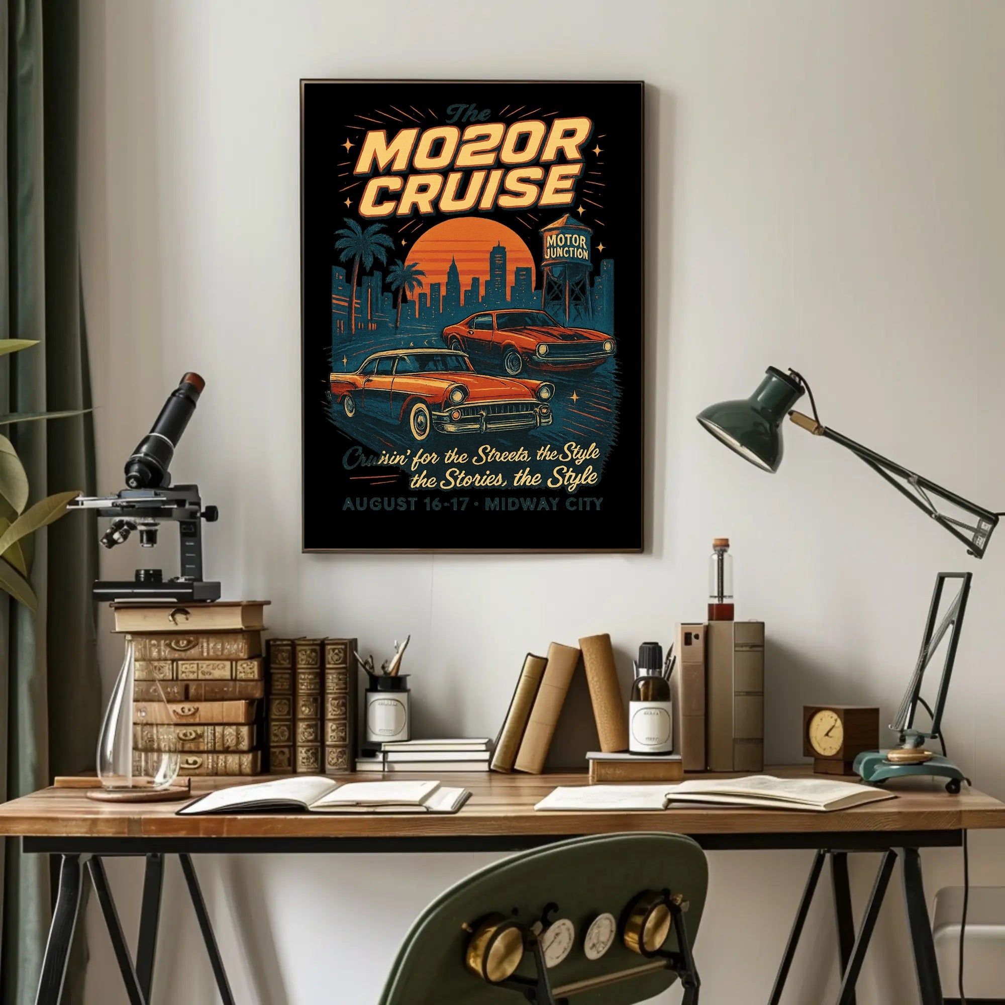 The Motor Cruise Vintage Car Urban or Cityscape Poster