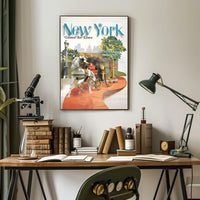 New York Skyline Carriage Travel Poster Vintage Wall Art