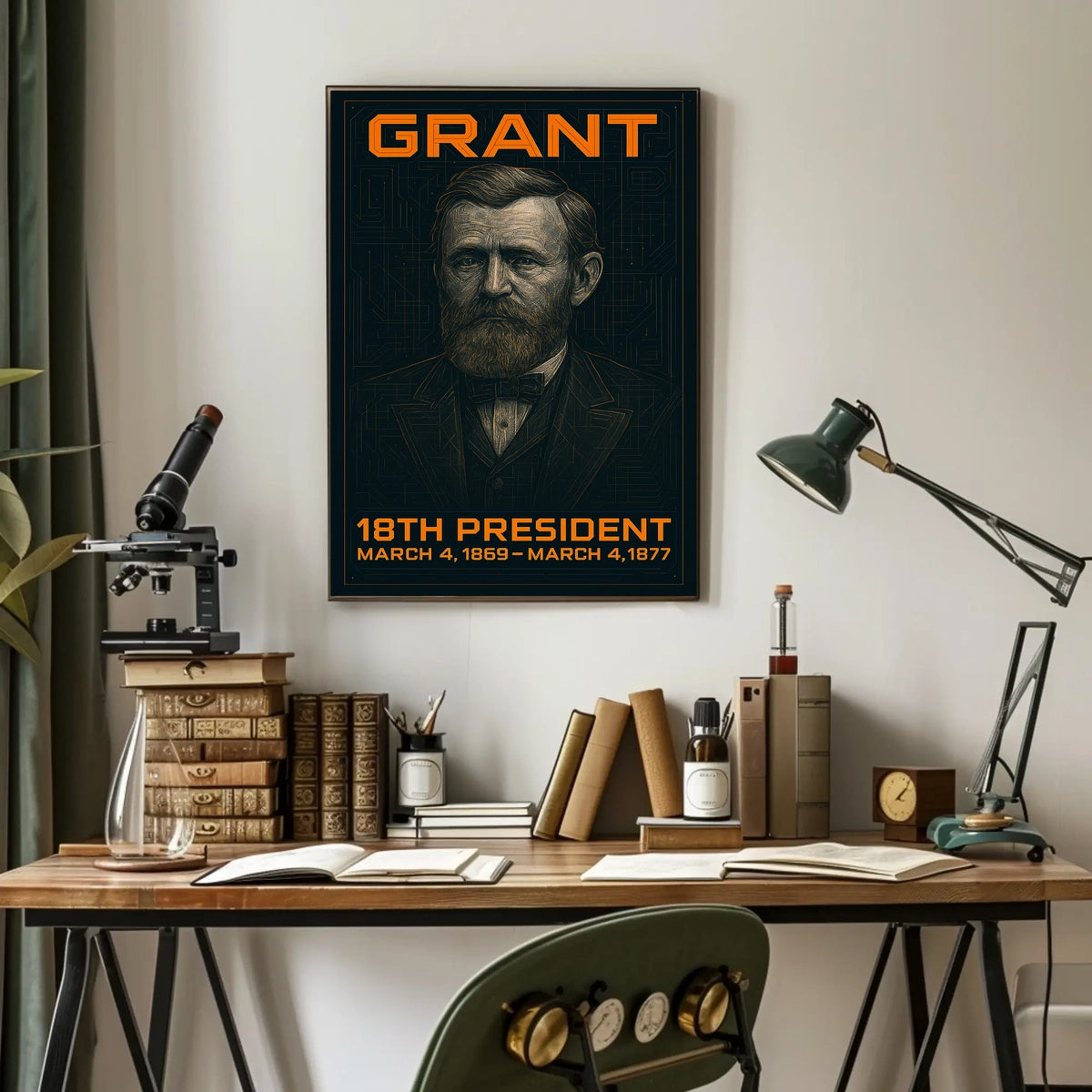 Ulysses S. Grant 18th President of the United States Techno Schematic Poster
