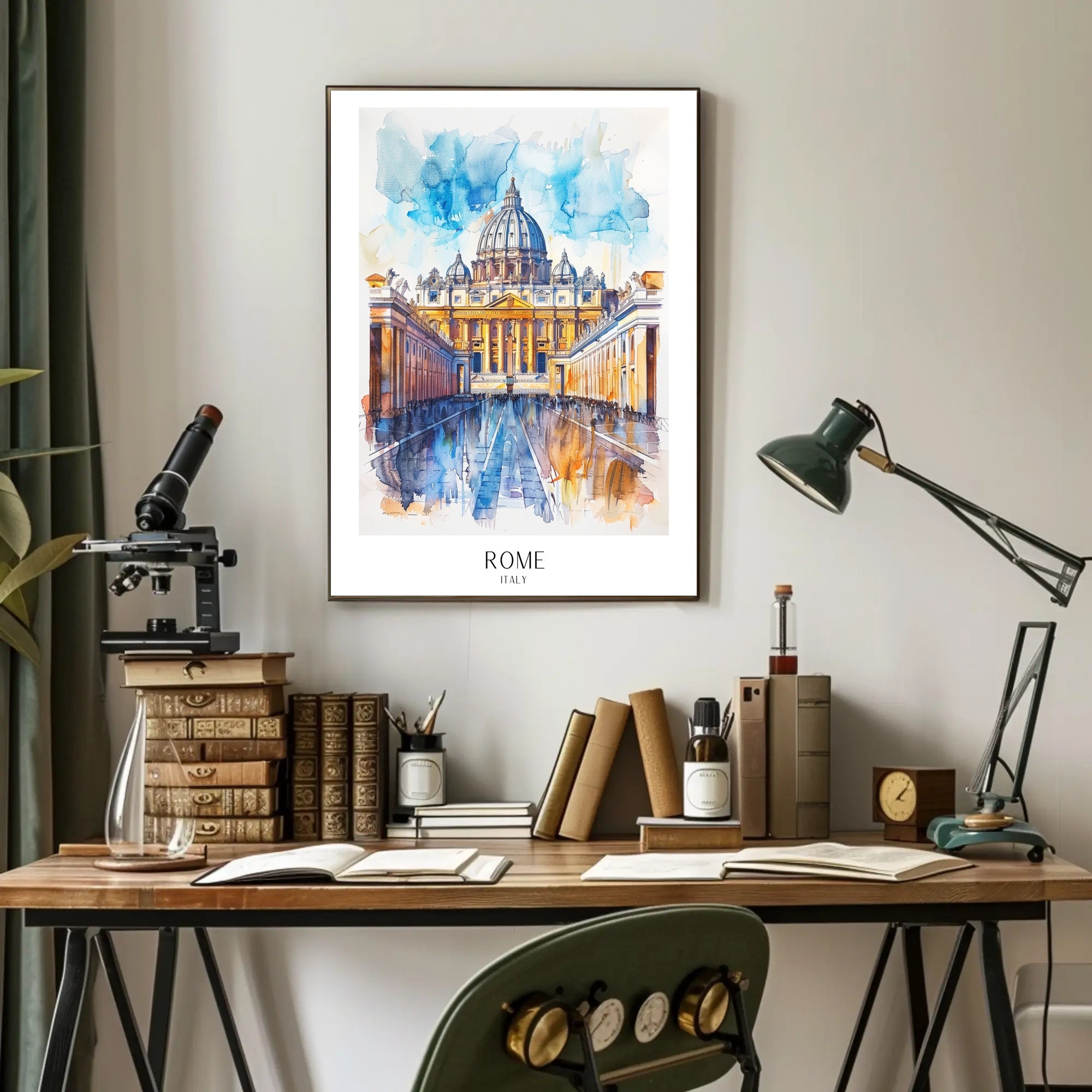 St. Peter's Basilica Watercolor Art Urban or Cityscape Poster PosterGoat
