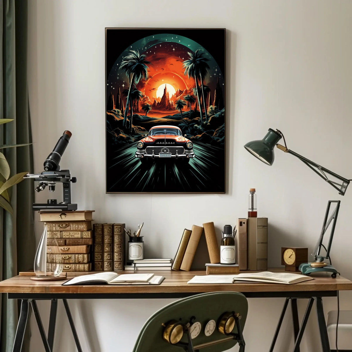 Retro Drive into the Sunset Poster