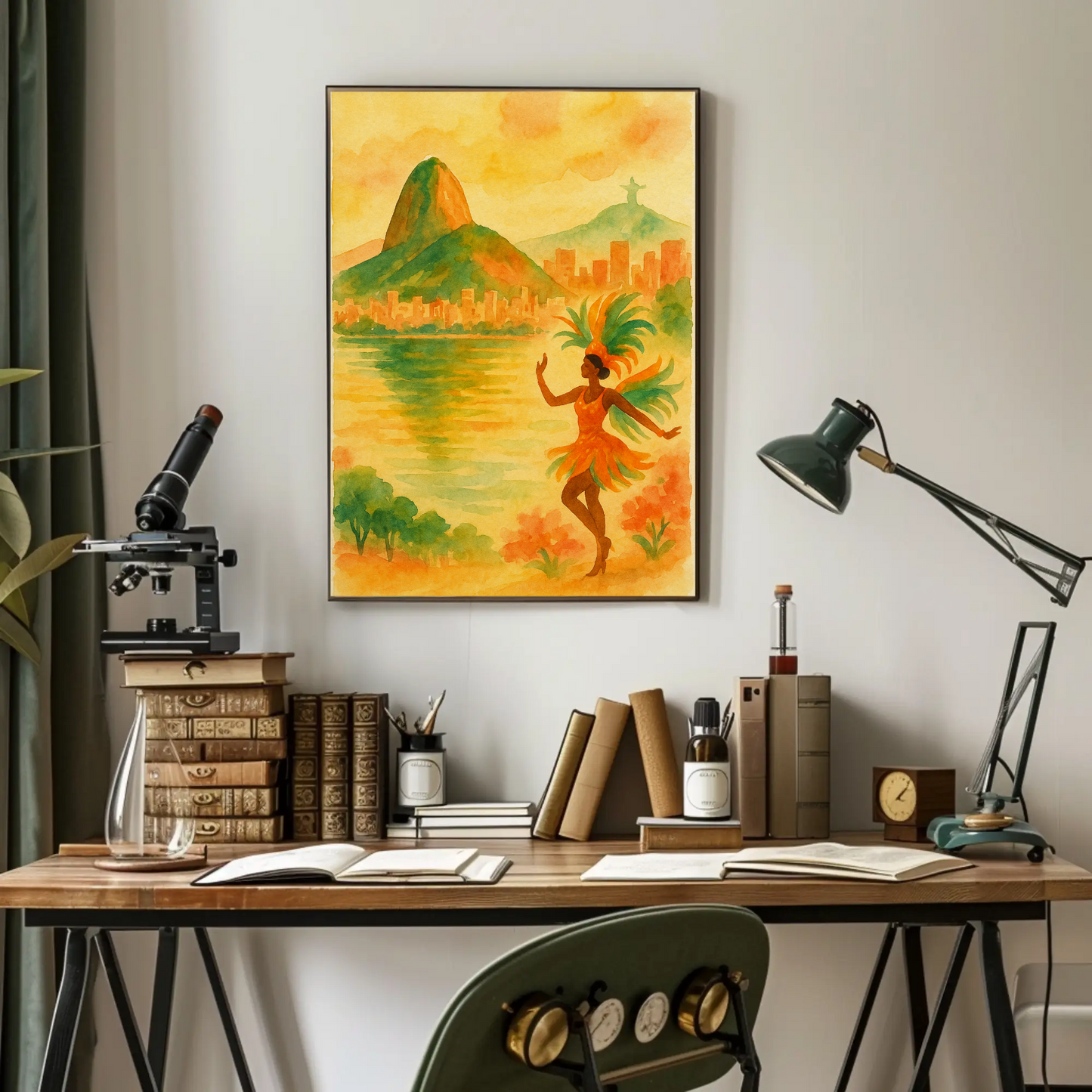 Rio de Janeiro Watercolor Dancer Beach Poster