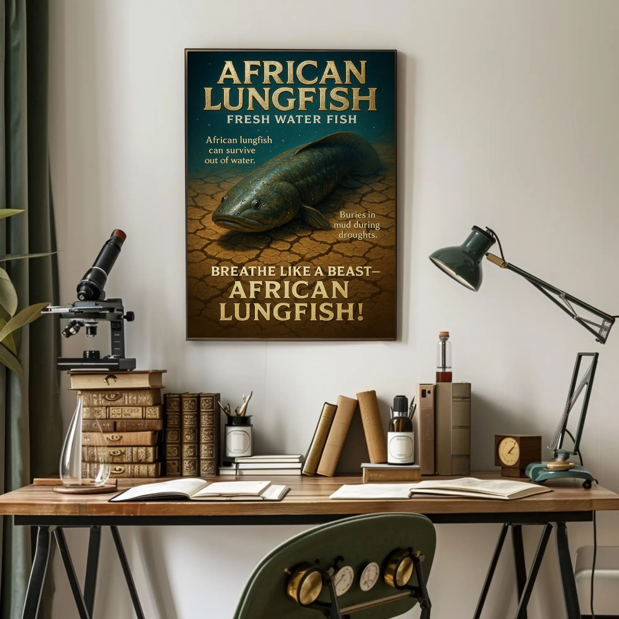 African Lungfish Mastery: Educational Animal Poster