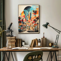 Urban Oasis Los Angeles Cityscape Abstract, Artistic Poster