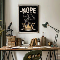Cheeky Black Cat On Golden Crown Animal Poster