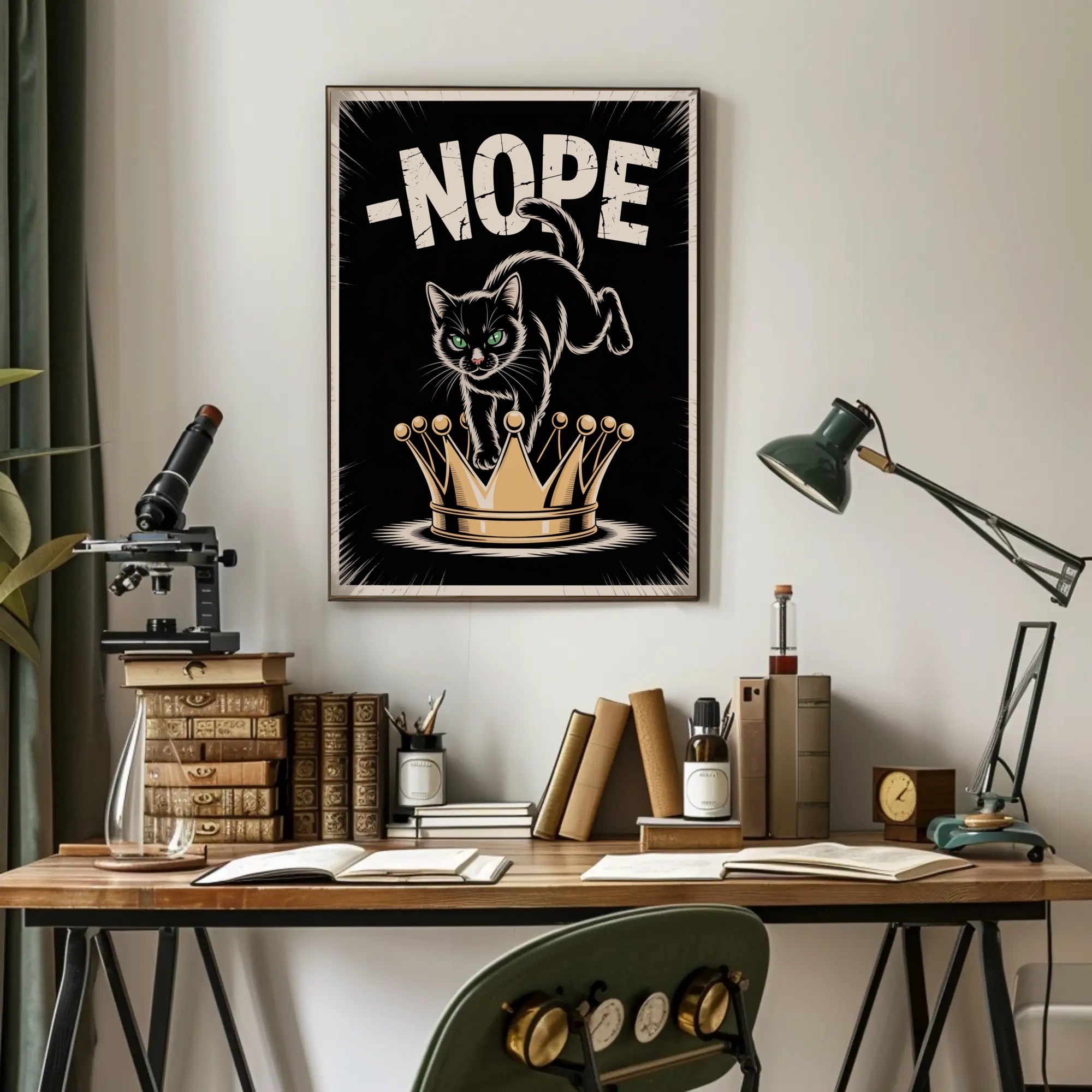 Cheeky Black Cat On Golden Crown Animal Poster