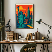 New York City Skyline Poster Modern Travel Wall Art