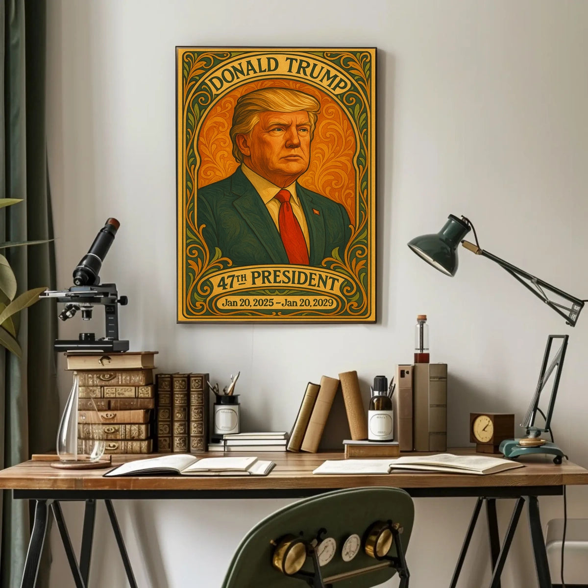 Trump Statesmanship Portrait Art Deco Patriotic Poster