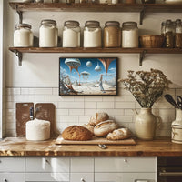 Surreal Desert Traveler with Futuristic Sci-Fi Poster