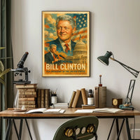 Bill Clinton 42nd President of the United States Layered Digital Collage Poster