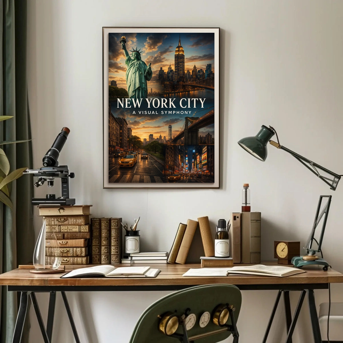 New York City Iconic Landmarks Poster Modern Wall Art