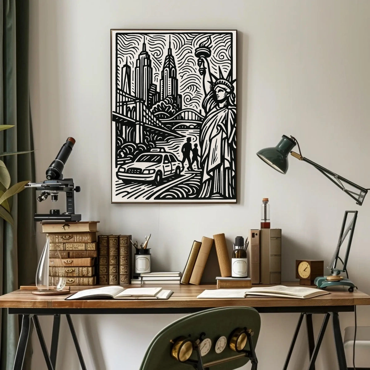 New York City Poster Minimalist Skyline Wall Art Home Decor