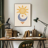 Stylized Sun and Moon Abstract Artistic Poster