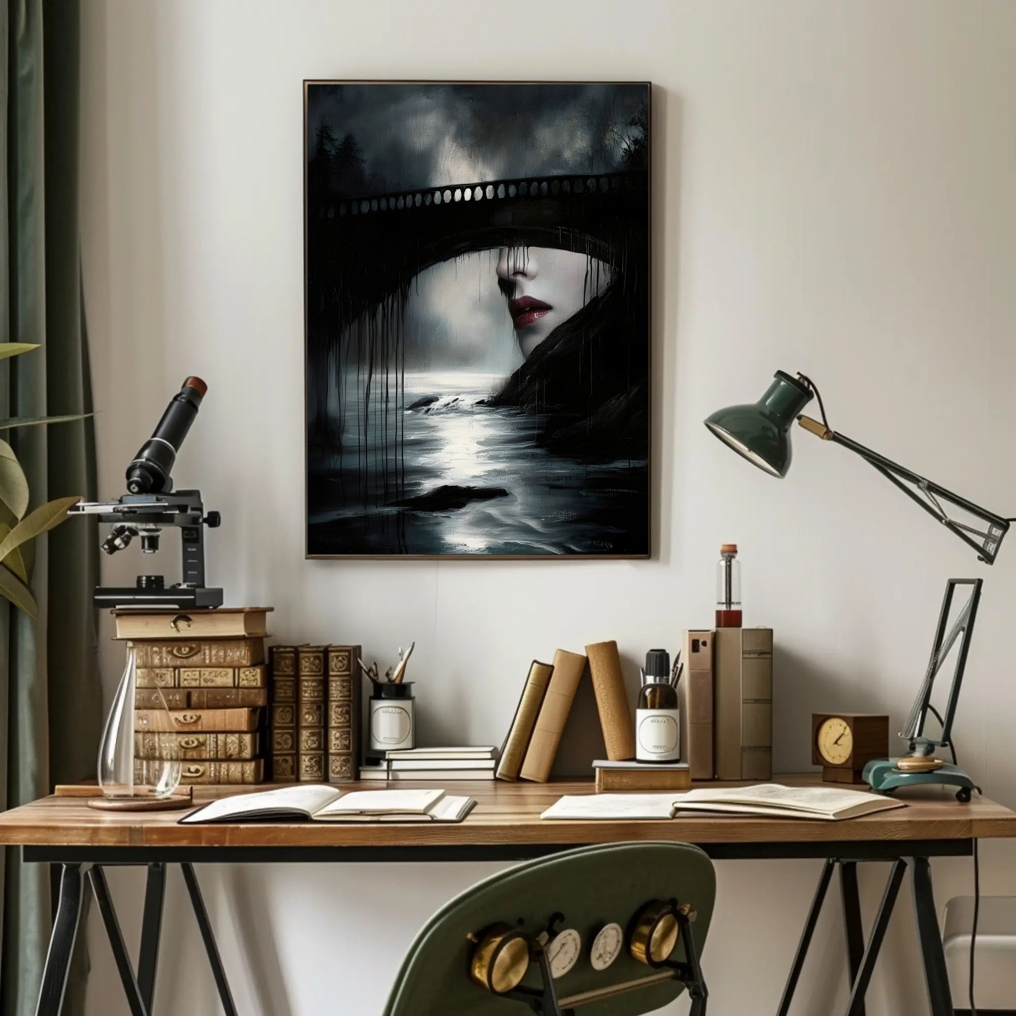 Haunting Surrealism Landscape Bridge Artistic Poster PosterGoat