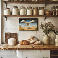 Surreal Futuristic Structure in Desert Landscape Futuristic Sci-Fi Poster