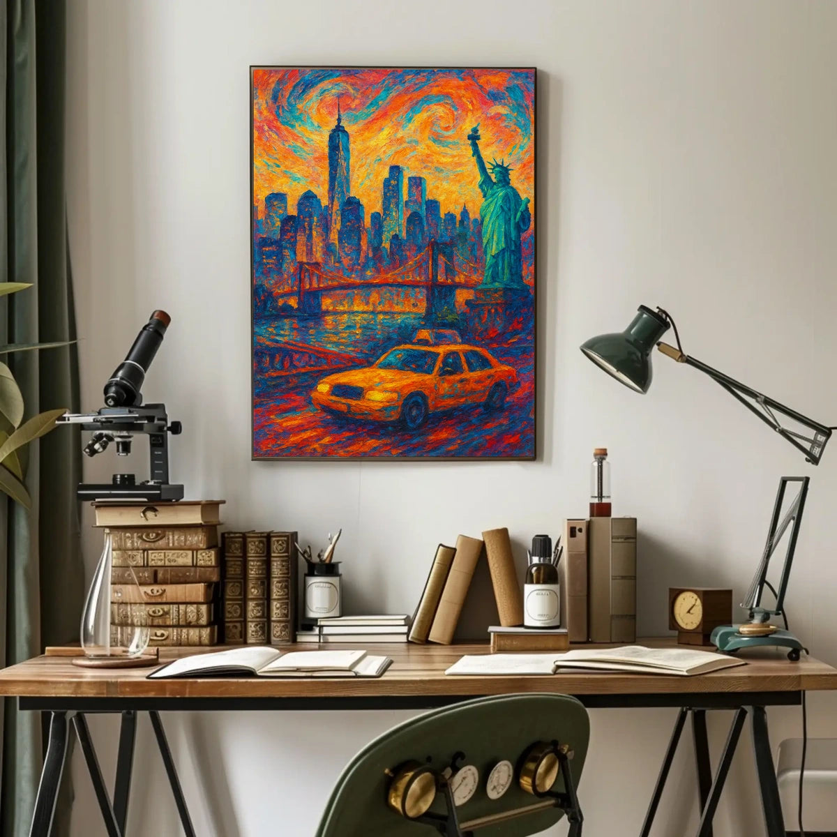 New York City Skyline At Sunset Poster Modern Wall Art