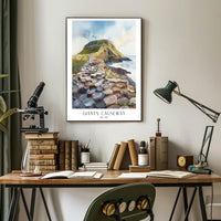 Giant's Causeway Scenic Watercolor Travel Poster PosterGoat