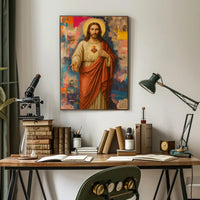 Sacred Heart Jesus with Urban Street Art Poster