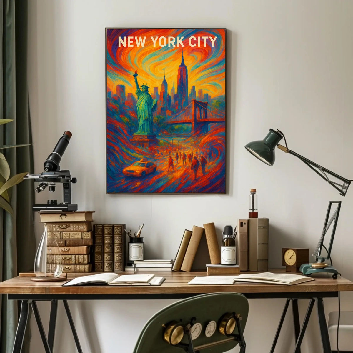 New York City Vibrant Landmark Poster Abstract Wall Art