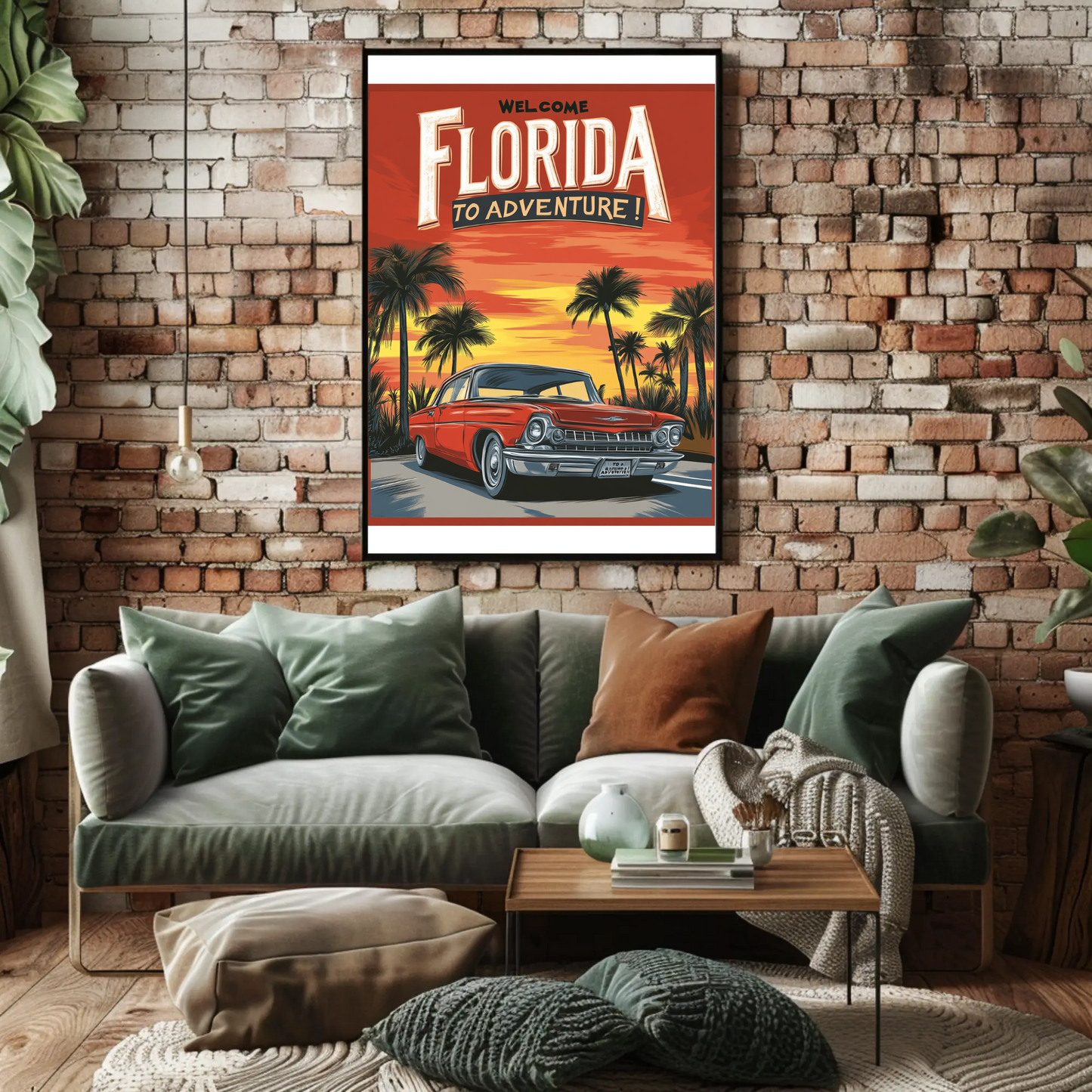 Florida Sunset Adventure Vintage Travel Poster